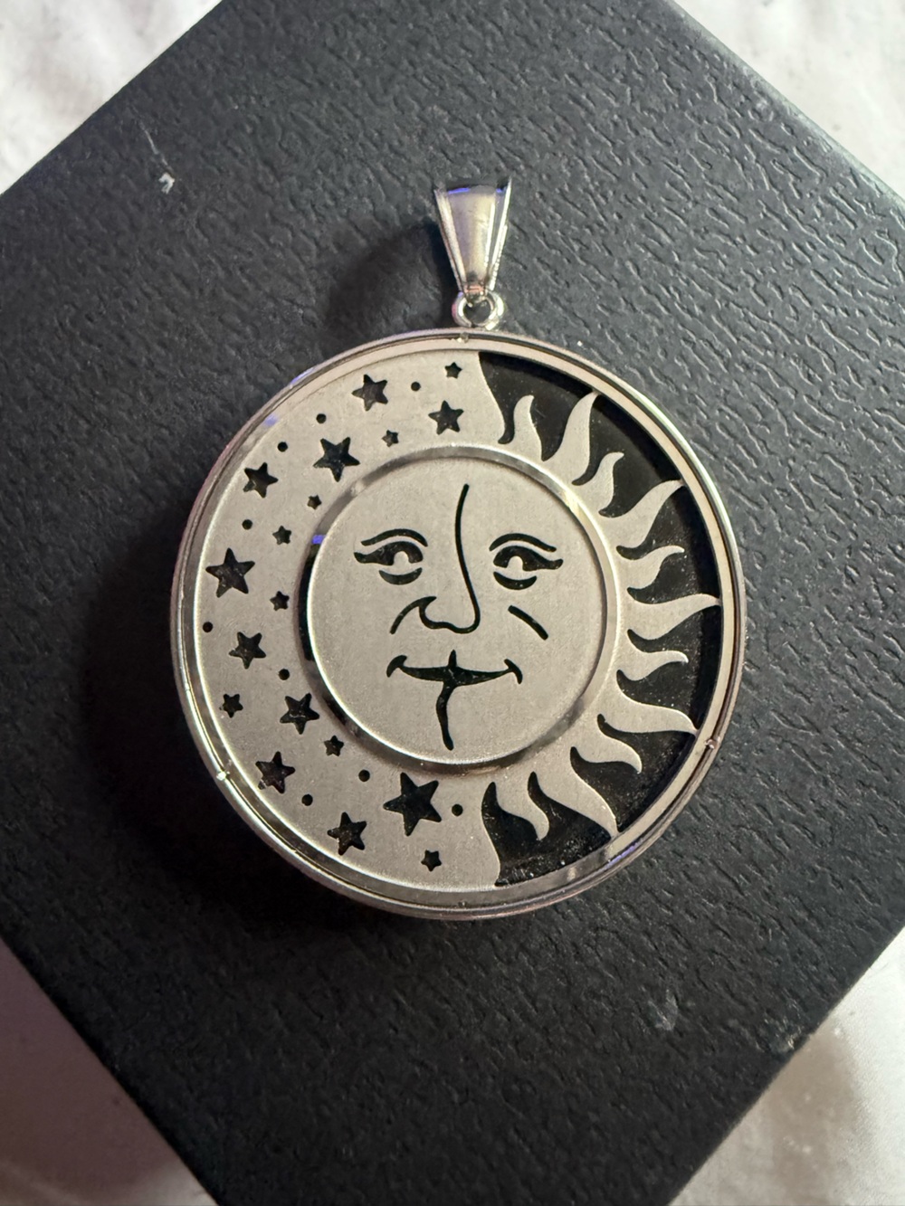 Silver Sun & Moon Pendant Necklace - Celestial Women's Jewelry